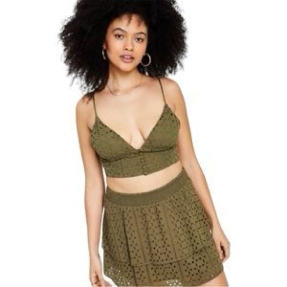 Bar III Smocked Eyelet Top and Skirt Set
